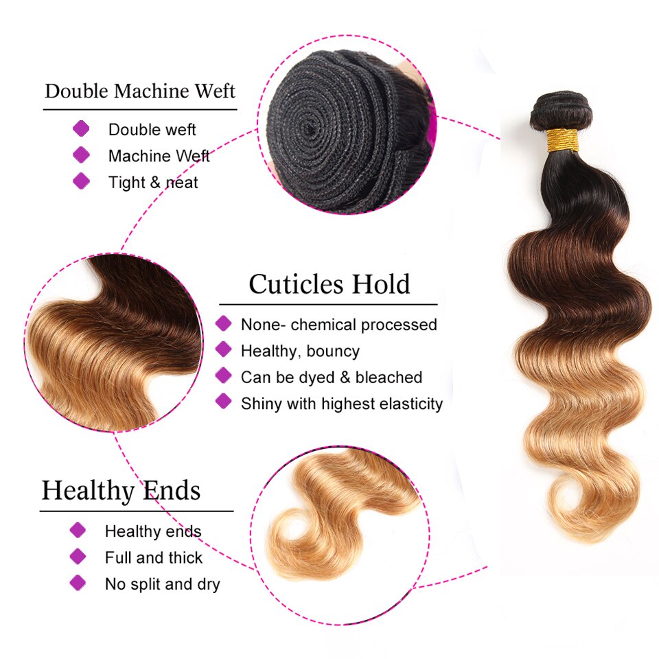 Body Wave Bundles T1b/4/27 Blonde Ombre Human Hair Bundles Deals Remy Hair Extensions Peruvian Brazilian Hair Weave Bundles