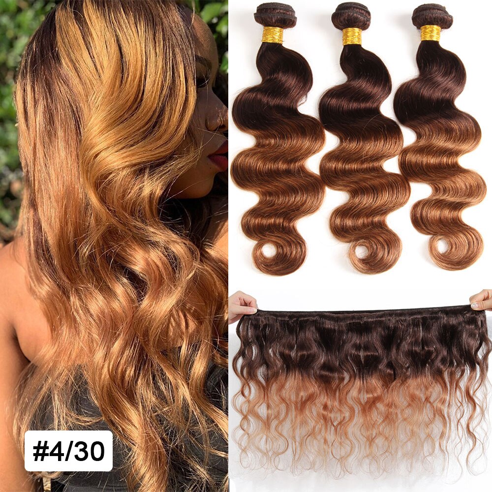 Body Wave Bundles T1b/4/27 Blonde Ombre Human Hair Bundles Deals Remy Hair Extensions Peruvian Brazilian Hair Weave Bundles