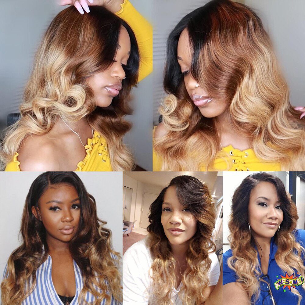 Body Wave Bundles T1b/4/27 Blonde Ombre Human Hair Bundles Deals Remy Hair Extensions Peruvian Brazilian Hair Weave Bundles