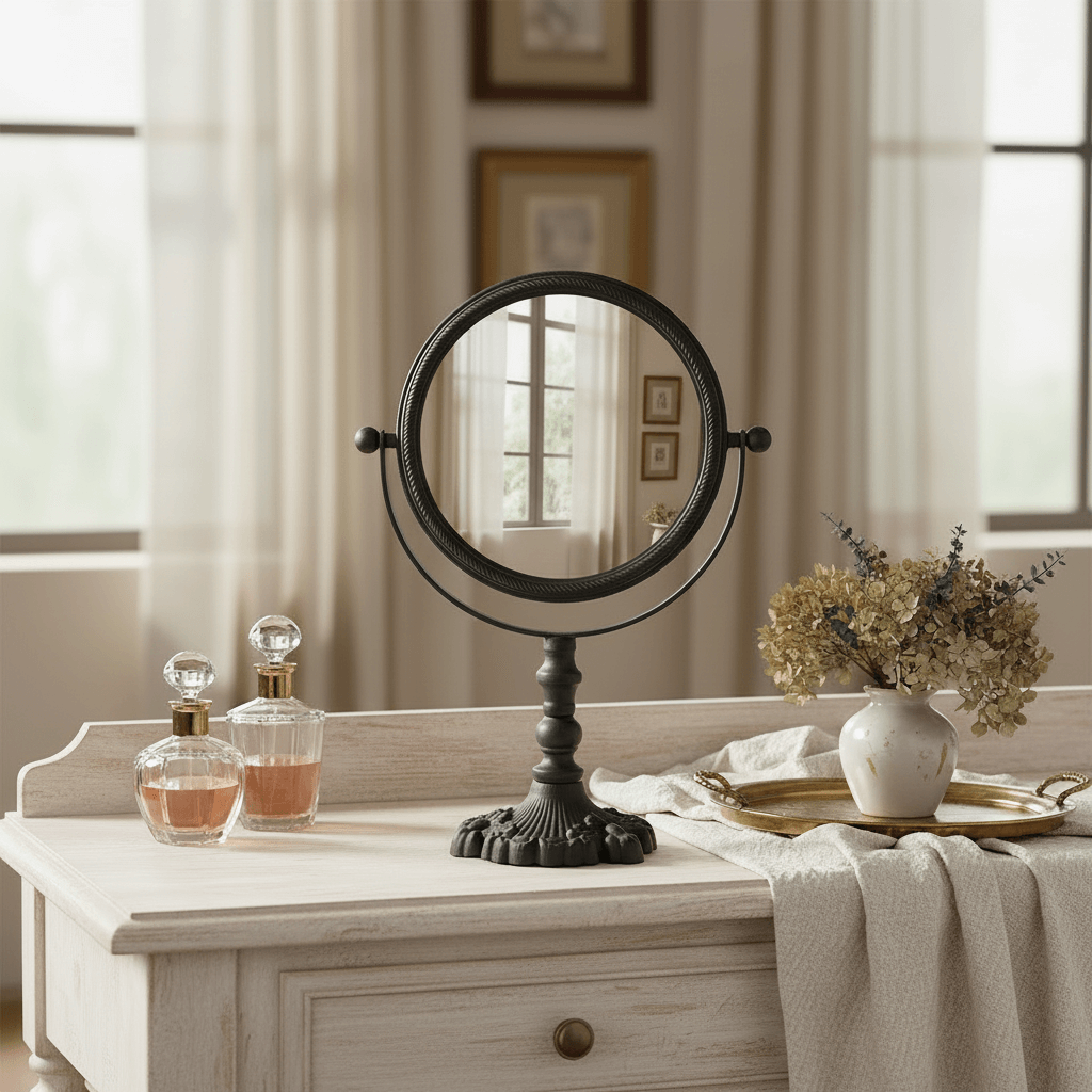 Antique Swivel Tabletop Makeup Mirror