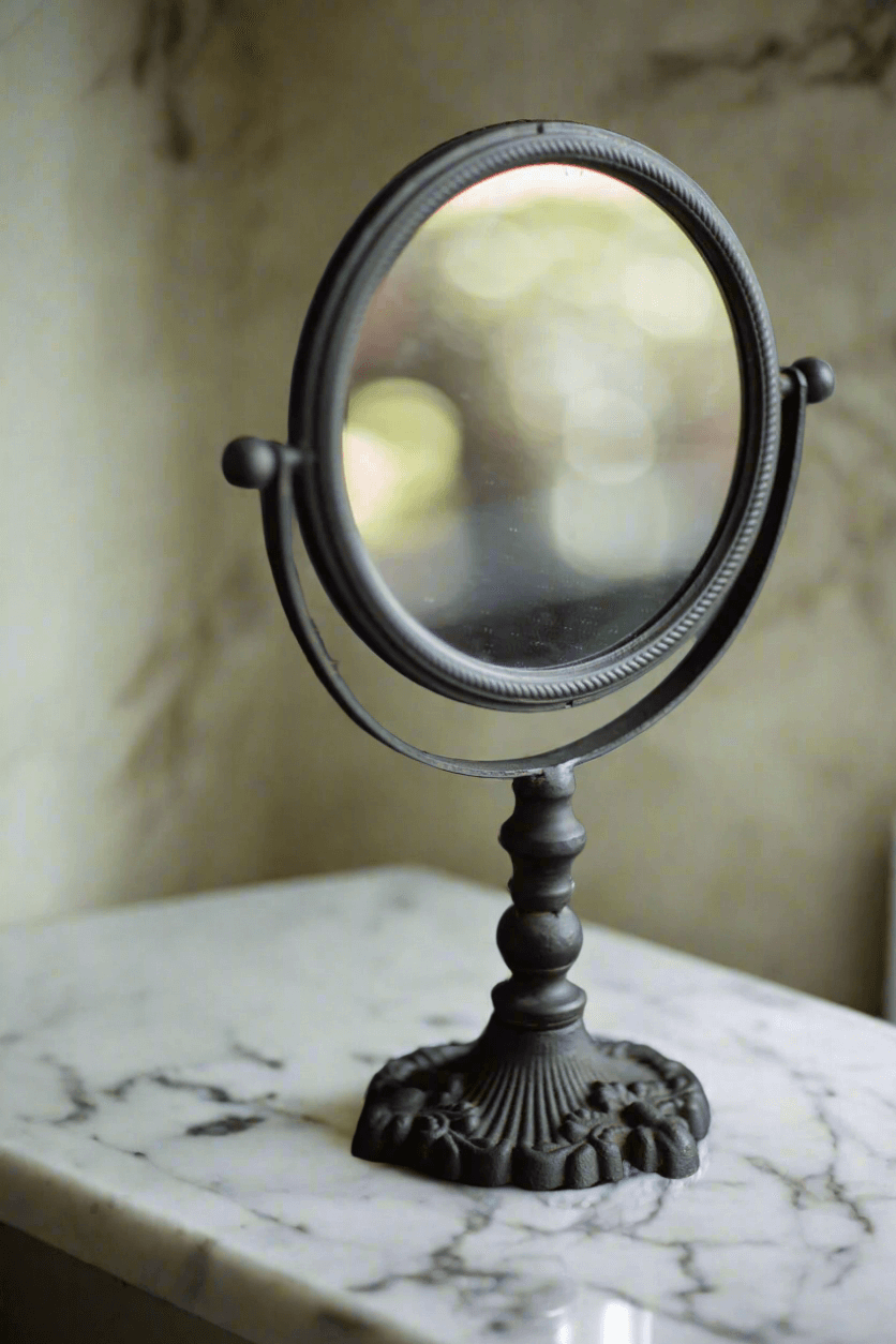 Antique Swivel Tabletop Makeup Mirror