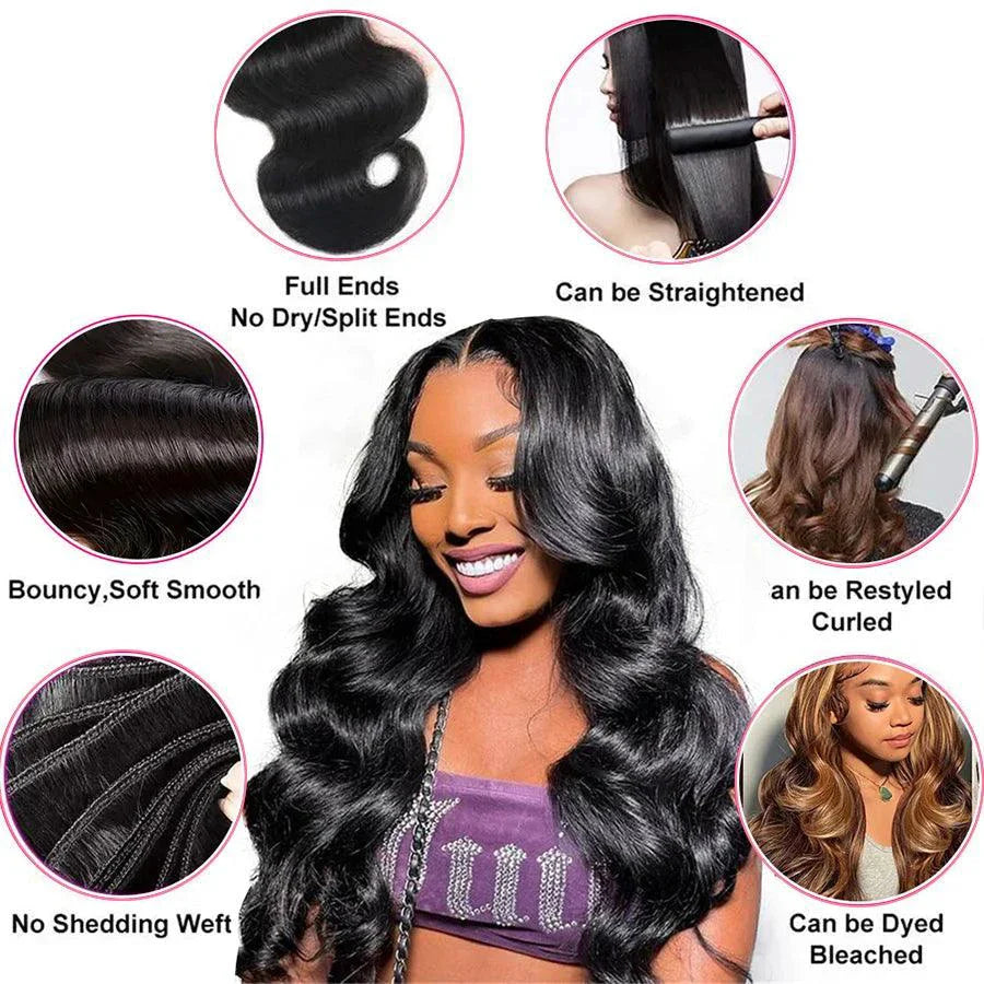 Brazilian Body Wave Hair Bundles - 100% Human Hair Extensions 3 PCS