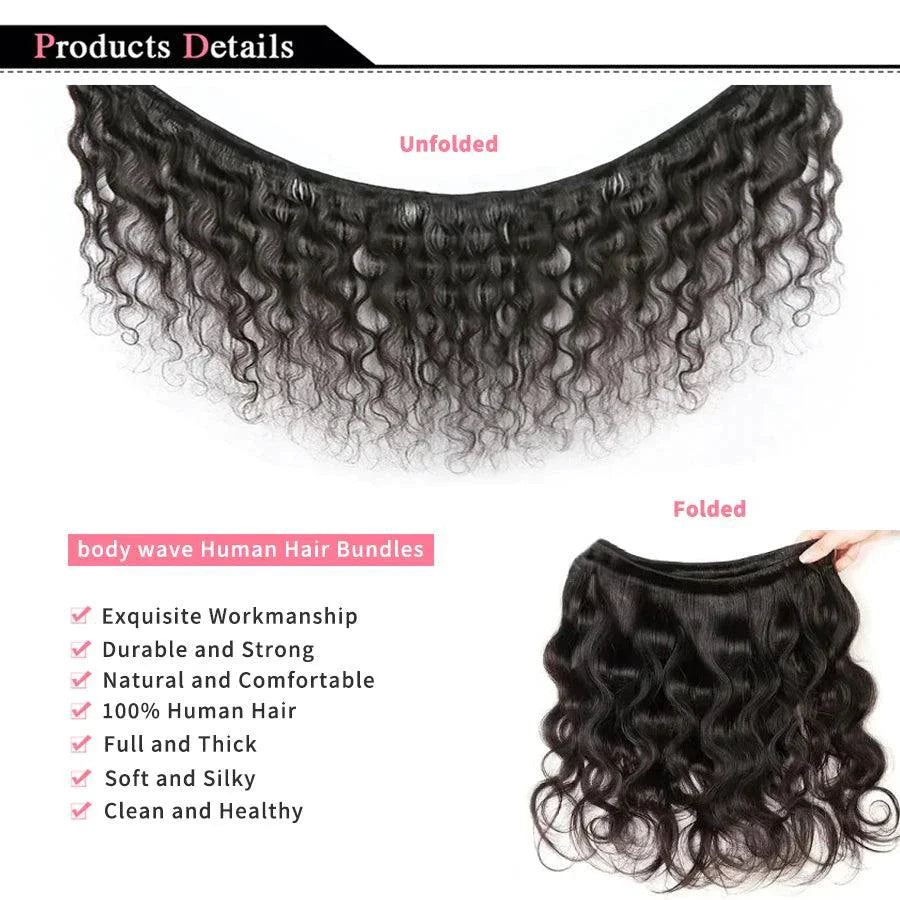 Brazilian Body Wave Hair Bundles - 100% Human Hair Extensions 3 PCS